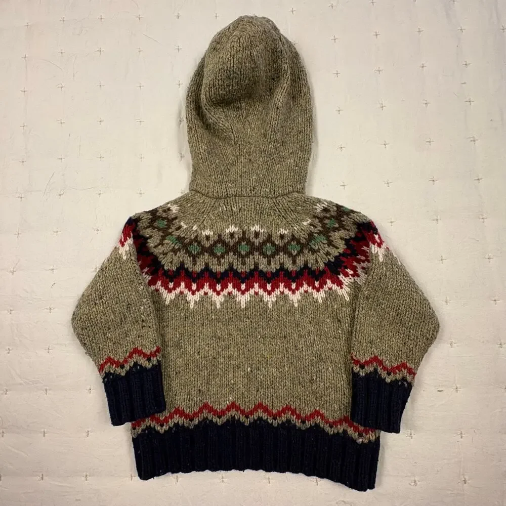 Old Navy Vintage Y2K Fair Isle Hooded Quarter Zip Sweater 12-18M Multicolor